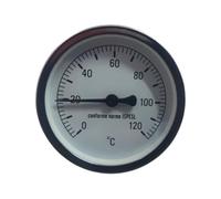 Schläfer 0930170 | Thermomètre bimétallique avec gaine, raccord fond du boîtier en acier inoxydable, immersion axiale 1/2 » échelle 0-120 °C » Boîtier multifonction 63 mm
