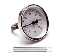 Schläfer 0930171 | Thermomètre à contact bimétallique pour tuyaux avec clip Ressort bimétallique en acier inoxydable, diamètre du boîtier 63 mm échelle 0-120 °C.