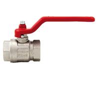 Schläfer 0933034 | Vanne à bille en laiton femelle de 1 "avec poignée à levier rouge pour l'eau et l'huile, vanne à passage intégral idéale avec filetage intérieur universel DN25. Fabriqué en Italie