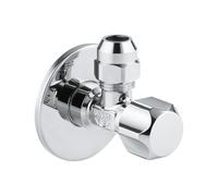 Schläfer 3437210 | Robinet d'équerre compatible avec GROHE universel 1/2 x 3/8, chrome raccord bicône, 22018000 Valve d'arrêt pour sous-sol économe en espace, auto-scellant