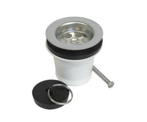 Schläfer 3439705 - Bonde d'évier inox avec bouchon sans trop plein, Bonde évier à panier, Bonde à bouchon évier inox Ø70-1/2", Bonde à bouchon pour évier inox 1 bac percé