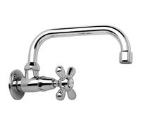 Schläfer 3460310 - Robinet de cuisine mural simple pour évier avec pommeau Robinet d?eau froide mural vintage pour évier, Robinet mural 1/2 Bec pivotant antique 180mm, Chrome