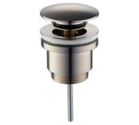 Schläfer 4051102 - Bonde de vidange click-clack en laiton effet inox brossé Mesures 1"1/4 universelle avec bouchon rond pour lavabo salle de bain et bidet, bouchon d'échappement 4051110 pour évier
