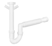 Schläfer | 439305 - Siphon Vidange Évier Universel 1" 1/2, Tube Flexible, Double Raccord Lave-Vaisselle et Lave-Linge Connexion Murale 40/50 mm