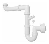 Schläfer 4395025 | Siphon universel 1"1/2 pour éviers - sortie diam 40 mm, set siphon en S en plastique, échappement évier autonettoyant économe en place pour évier simple avec fixation lave-vaisselle