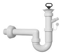 Schläfer 4395026 | Siphon pour vidange lavabo salle de bain, cuisine et buanderie, siphon de gain de place universel G 1"1/2, bonde Ø 85 mm avec bouchon, raccord tuyau d'évacuation Ø 40 mm