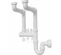 Schläfer 4395027 | Siphon auto-nettoyant universel à 2 voies 1"1/2 pour éviers en acier inoxydable avec double raccord pour vidange lave-linge/sécheuse, sortie tuyau Ø 40 mm, idéal pour les