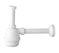 Schläfer 4395300 | Siphon universel pour éviers 1" 1/2 cuve - Sortie Diam 40mm x L. 250 mm, Entrée L. 130 mm, Drain d'évier en PP à bassin unique autonettoyant avec auvent, Blanc
