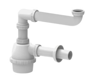 Schläfer 4395301 | Siphon universel 1 1/2 - diam. 40 mm, réglable en hauteur, gain de place, rapide et facile à nettoyer, Siphon à flasque peu encombrant blanc.