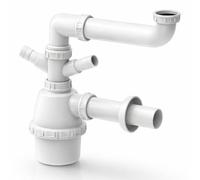 Schläfer 4395321 | Siphon universel à fiasco peu encombrant pour éviers à 1 baignoire 1"1/2 avec 2 fixations de lave-vaisselle - sortie diamètre 40 mm, vidange lavabo vers un bassin avec rosette
