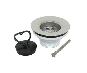 Schläfer 439801 | Bonde à panier Ø80 mm en inox - évacuation universelle 1"1/2 pour évier de cuisine ou lavabo, avec bouchon et panier, installation facile, Made in Italy
