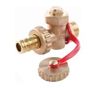 Schläfer 704411 | Robinet d'échappement HS Valve à bille filetage mâle 1/2" DN15, Pn16 avec porte-caoutchouc et bouchon, laiton jaune, raccord en laiton.