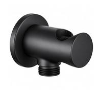 Schläfer 814321 | Prise d'eau de douche ronde avec support pour pommeau de douche, noir mat, sortie d'eau murale G 1/2" - Ø 20,86 mm, raccord coudé pour flexible douchette en laiton, design moderne