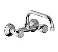 Schläfer - Robinet Mural de Cuisine avec poignées en Laiton Chromé, Bec Pivotant U 180 mm, Mitigeur 3431111 Double Commande Eau Chaude et Froide, Aérateur Économie d'Eau, Fabriqué en Italie