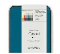 schlafgut Casual Drap-Housse 180x200cm à 200x200cm, 100% Coton Organique, Doux et Respirant, Certifié ÖKO TEX, sans élastique, Petrol Deep