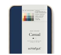 schlafgut Casual Drap-Housse 180x200cm à 200x200cm, 100% Coton Organique, Doux et Respirant, Certifié ÖKO TEX, sans élastique, Blue Deep