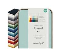 schlafgut Casual Drap-Housse 180x200cm à 200x200cm, 100% Coton Organique, Doux et Respirant, Certifié ÖKO TEX, sans élastique, Petrol Light