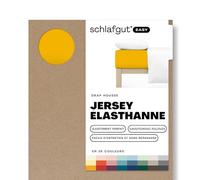 schlafgut Easy Jersey Elastane Drap-Housse 120x200cm à 130x220cm, en Coton Super Doux avec 5% d'élasthanne, Caoutchouc Flexfit d’Origine pour Un Ajustement sans Plis, certifié Oeko-Tex, Yellow Deep