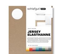 schlafgut Easy Jersey Elastane Drap-Housse 140x200cm à 160x220cm, en Coton Super Doux avec 5% d'élasthanne, Caoutchouc Flexfit d’Origine pour Un Ajustement sans Plis, certifié Oeko-Tex, Full-White