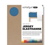 schlafgut Easy Jersey Elastane Drap-Housse 180x200cm à 200x220cm, en Coton Super Doux avec 5% d'élasthanne, Caoutchouc Flexfit d’Origine pour Un Ajustement sans Plis, certifié Oeko-Tex, Blue Mid