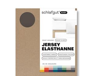 schlafgut Easy Jersey Elastane Drap-Housse pour Matelas à sommier tapissier jusqu'à 40cm de Hauteur, de 140x200cm à 160x220cm, 95% Coton et 5% élasthanne pour Un Ajustement Infroissable, Sand Deep