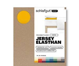 schlafgut Easy Jersey Elastane Drap-Housse pour Matelas de surmatelas jusqu'à 10 cm de Hauteur, de 120x200cm à 130x220cm, 95% Coton et 5% élasthanne pour Un Ajustement Infroissable, Yellow Deep