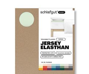 schlafgut Easy Jersey Elastane Drap-Housse pour Matelas de surmatelas jusqu'à 10 cm de Hauteur, de 140x200cm à 160x220cm, 95% Coton et 5% élasthanne pour Un Ajustement Infroissable, Green Light