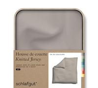 schlafgut Knitted Jersey - Housse de Couette 200x200 cm, Coton Bio avec Élasthanne, Fermeture à Glissière Cachée, Écologique, Douce et Facile d’Entretien, Made in Green, Sand Mid