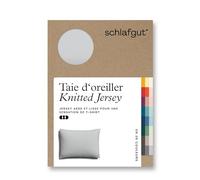 schlafgut Knitted Jersey Housse de Coussin - 60x80 cm, mélange de Coton Organique et élasthanne pour Une Tenue sans Plis, Fermeture à glissière cachée, climatefriendly, Grey Light