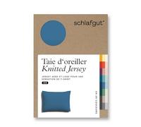 schlafgut Knitted Jersey Housse de Coussin - 60x80 cm, mélange de Coton Organique et élasthanne pour Une Tenue sans Plis, Fermeture à glissière cachée, climatefriendly, Blue Mid