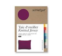 schlafgut Knitted Jersey Housse de Coussin - 60x80 cm, mélange de Coton Organique et élasthanne pour Une Tenue sans Plis, Fermeture à glissière cachée, climatefriendly, Purple Deep