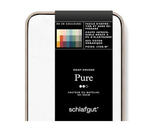 schlafgut Pure Drap-Housse de 180x200cm à 200x220cm, 95% de Coton Organique Doux et 5% élasthanne, Doux et Robuste, Full-White