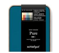 schlafgut Pure Drap-Housse de 90x190cm à 100x220cm, 95% de Coton Organique Doux et 5% élasthanne, Doux et Robuste, Petrol Deep