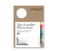 schlafgut Woven Satin Housse de Coussin - 70x90 cm, 100% Coton, Fermeture à glissière cachée, Ultra Douce et Respirante, climatefriendly, Entretien Facile, Full-White