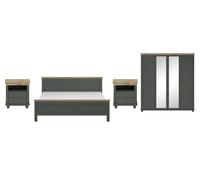 Schlafzimmer-Set Elda Penderie Lit Nachttische 4-tlg Vert Chêne Lefkas