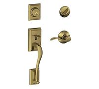 Schlage Addison F60 ADD 609 Acc RH Poignée monocylindre et levier d'accentuation droitier, laiton antique