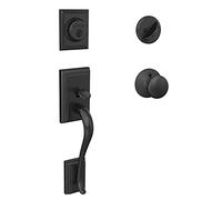SCHLAGE Addison Poignée monocylindre et bouton Plymouth, noir mat (F60 ADD 622 PLY)