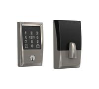 Schlage BE499WB CEN 619 Encode Plus Serrure intelligente à pêne dormant WiFi pour écran tactile avec entrée sans clé avec bordure siècle, nickel satiné