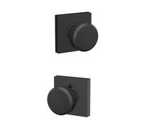 SCHLAGE F10 BWE 622 COL Bouton Bowery avec garniture Collins Serrure de porte d'entrée et de placard, noir mat