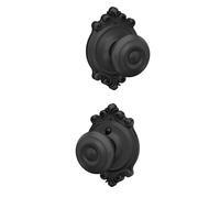 SCHLAGE F10 GEO 622 BRK Georgian Door Knob with Brookshire Trim, Hall & Closet Passage Lock, Matte Black