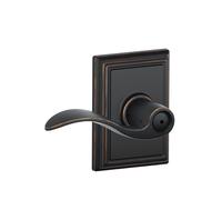 Schlage F40 ACC 716 ADD Accent Poign e de porte avec garniture Addison Serrure de confidentialit pour lit et salle de bain Bronze vieilli