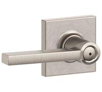 Schlage F40 LAT 619 COL Latitude Poignée de porte avec garniture Collins, serrure d'intimité pour chambre et salle de bain, nickel satiné