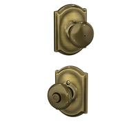 SCHLAGE F40 PLY 609 CAM Camelot Collection Plymouth Bouton de confidentialité Laiton antique