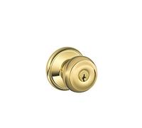 SCHLAGE F51A GEO 605 Bouton d'entrée à clé géorgienne, Bright Brass Lock Company