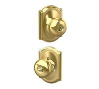 SCHLAGE F51A PLY 605 CAM Camelot Collection Plymouth Bouton d'entrée à clé, laiton brillant