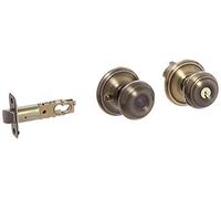 SCHLAGE F80-GEO Georgian Storeroom Door Knob Set, Antique Brass by Lock Company