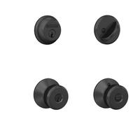 Schlage FB50N G BWE 622 Pêne dormant monocylindre et bouton d'entrée à clé, noir mat