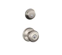 Schlage FB50N V GEO 619 B60 Single Cylinder Deadbolt and F51 Keyed Entry Georgian Knob Keyed Alike, Satin Nickel finish by Schlage Lock Company