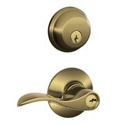 SCHLAGE FB50V Acc 609 Pêne dormant monocylindre et levier d'accentuation d'entrée à clé, laiton antique