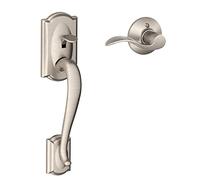 SCHLAGE FE285 CAM 619 ACC RH Camelot Front Entry Handleset with Interior Accent Lever for Right Handed Door, Satin Nickel by (English Manual)